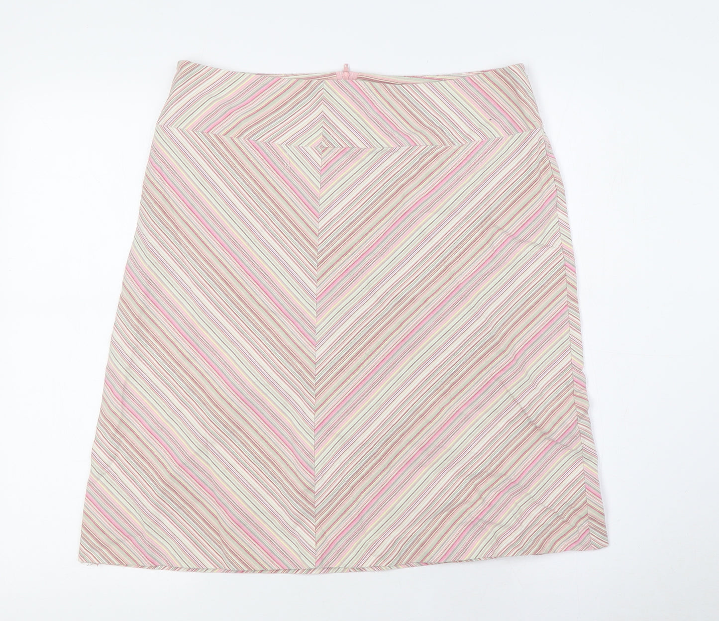 NEXT Womens Multicoloured Striped Cotton A-Line Skirt Size 16 Zip