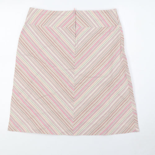 NEXT Womens Multicoloured Striped Cotton A-Line Skirt Size 16 Zip