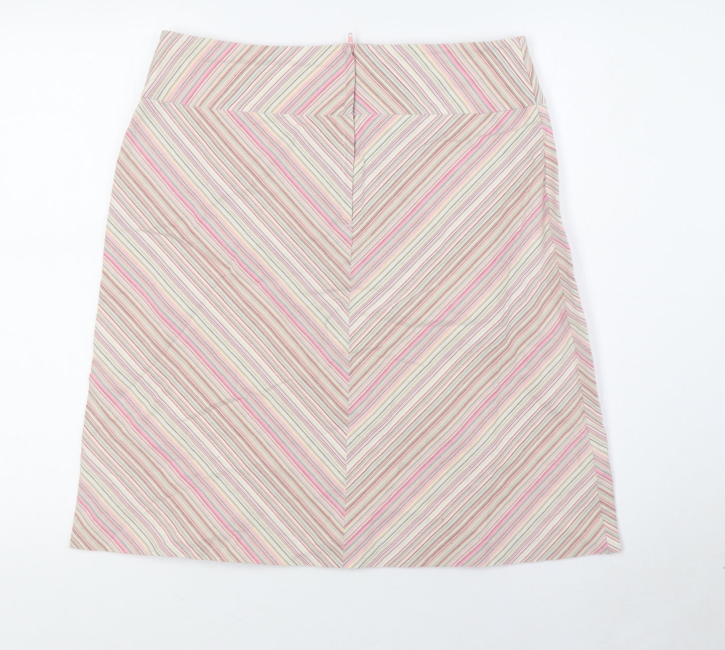 NEXT Womens Multicoloured Striped Cotton A-Line Skirt Size 16 Zip