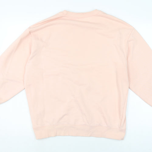 Remixed Womens Pink Cotton Pullover Sweatshirt Size L