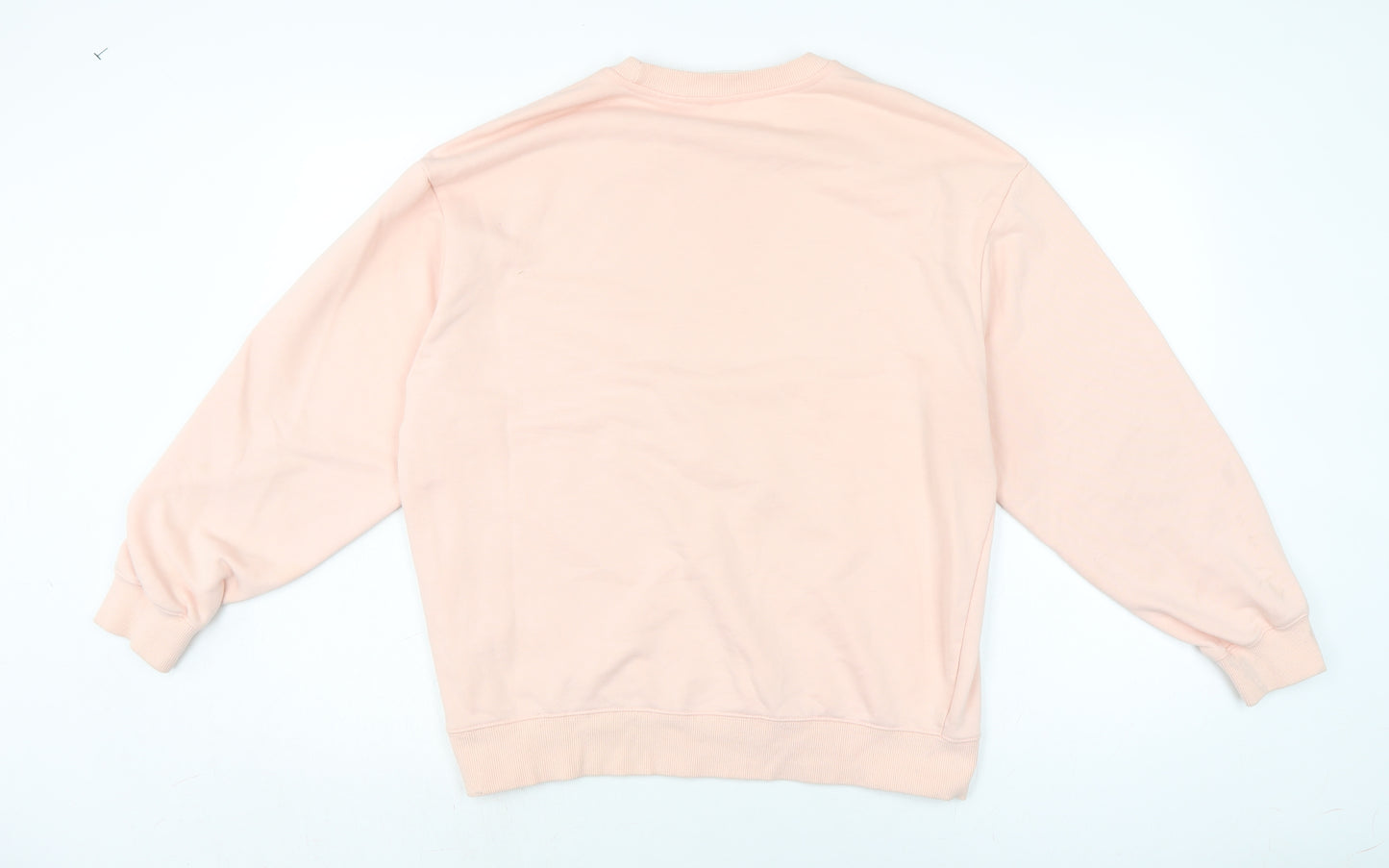 Remixed Womens Pink Cotton Pullover Sweatshirt Size L