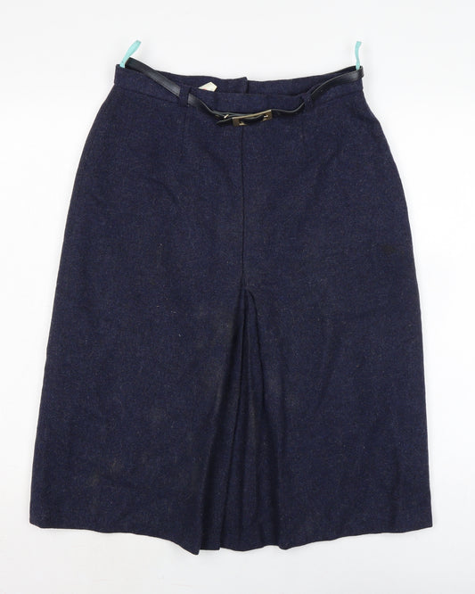 C&A Womens Blue Wool A-Line Skirt Size 14 Zip