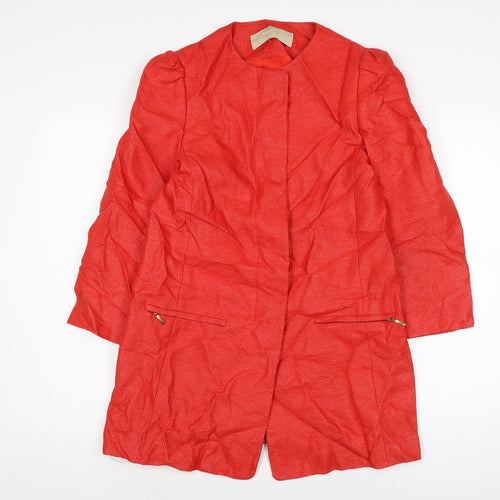 Zara Womens Red Overcoat Coat Size S Button