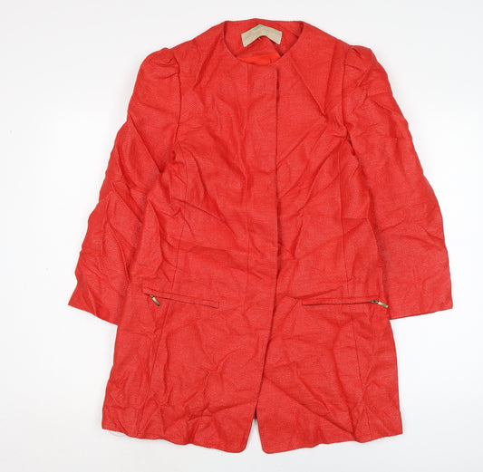 Zara Womens Red Overcoat Coat Size S Button