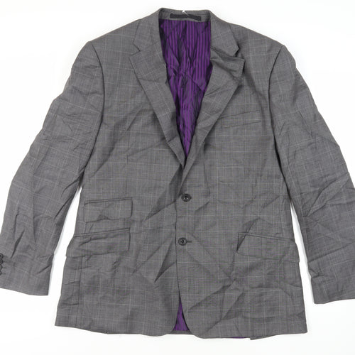 Marks and Spencer Mens Grey Check Wool Jacket Suit Jacket Size 44 Regular