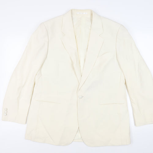 Brook Taverner Mens Ivory Polyester Jacket Suit Jacket Size 42 Regular