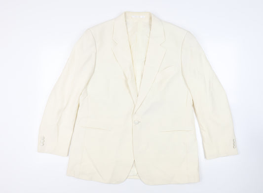 Brook Taverner Mens Ivory Polyester Jacket Suit Jacket Size 42 Regular