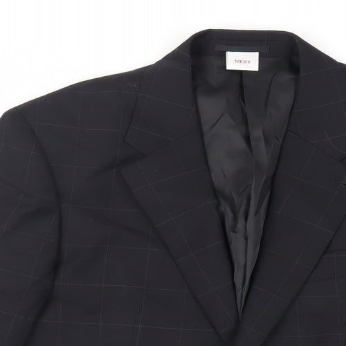 NEXT Mens Black Check Wool Jacket Suit Jacket Size 38 Regular