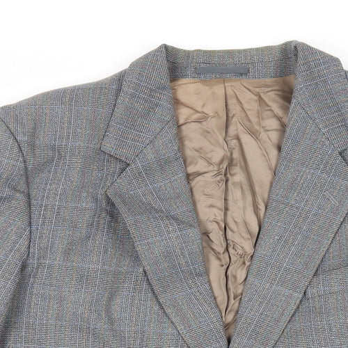 Magee Mens Grey Plaid Wool Jacket Suit Jacket Size 42 Regular