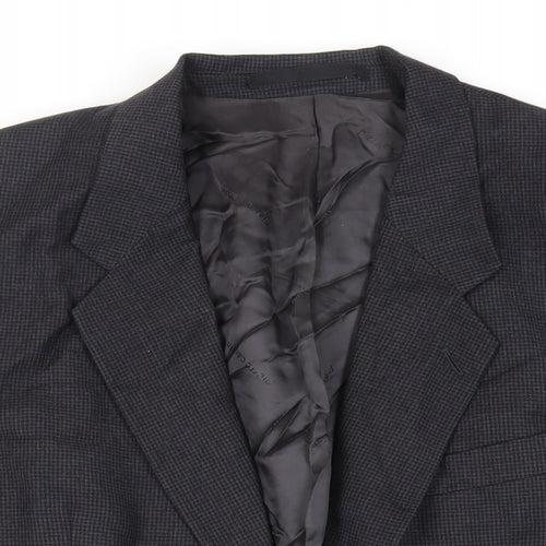 Pierre Cardin Mens Black Geometric Wool Jacket Suit Jacket Size 44 Regular