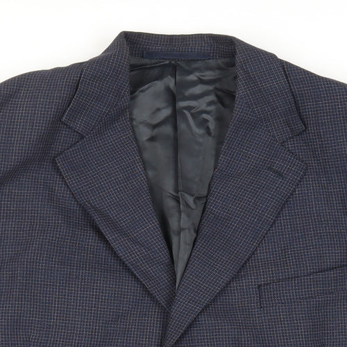 Jaeger Mens Blue Geometric Wool Jacket Suit Jacket Size 42 Regular