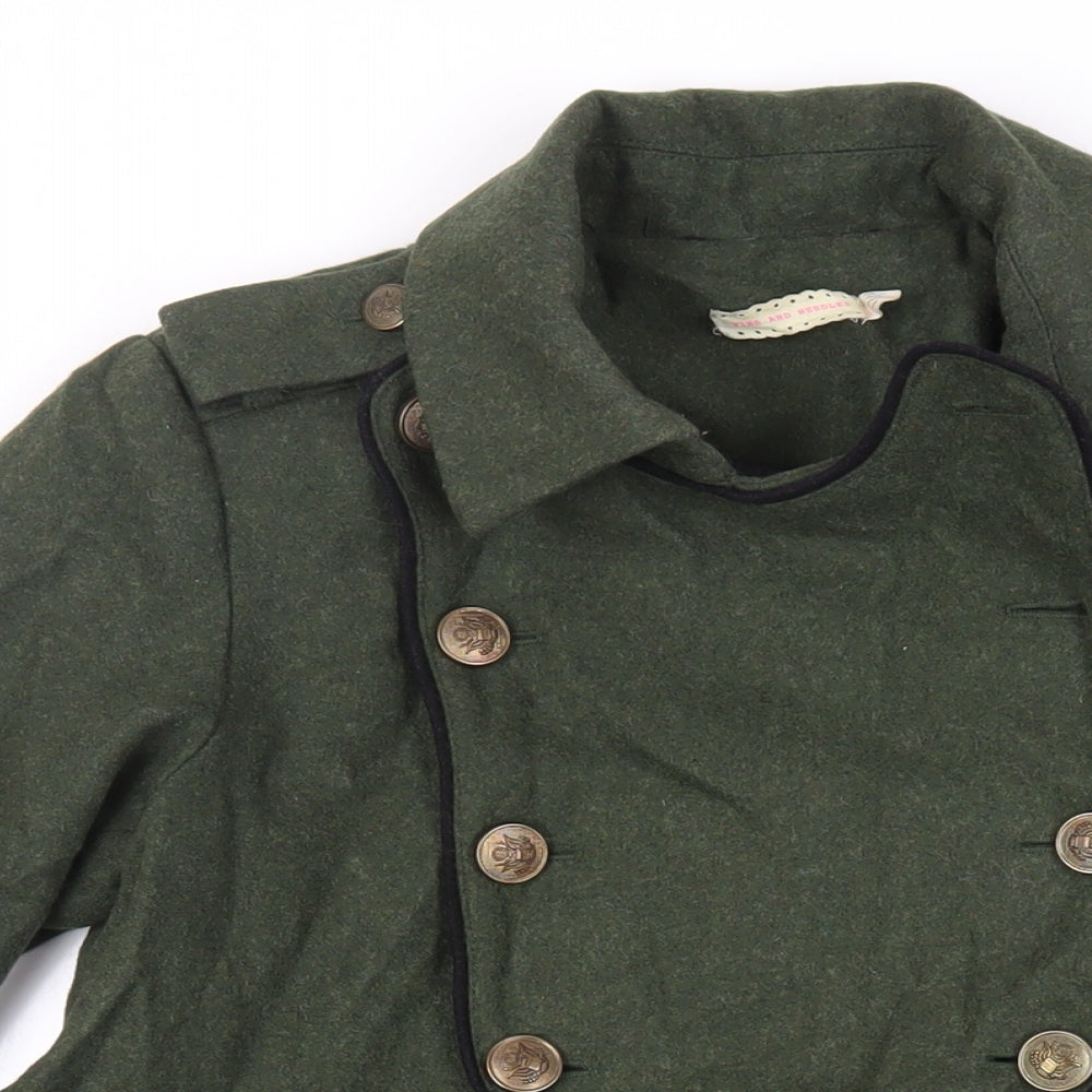 Pins & Needles Womens Green Pea Coat Coat Size S Button