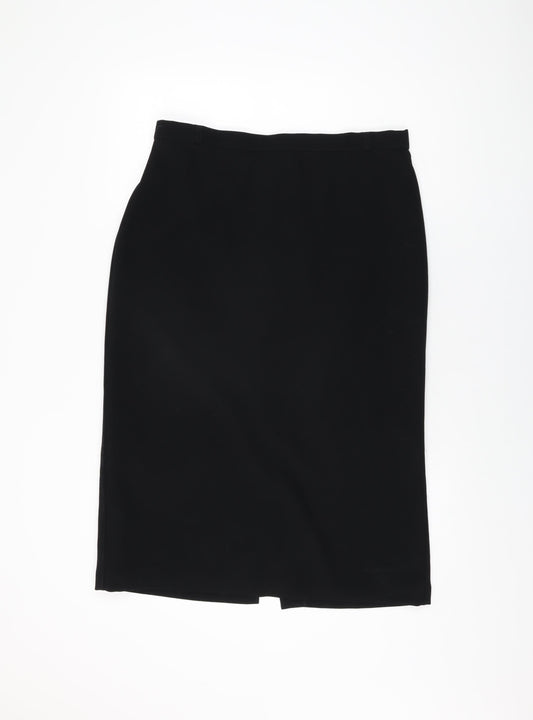 Marks and Spencer Womens Black Polyester Straight & Pencil Skirt Size 16 Zip