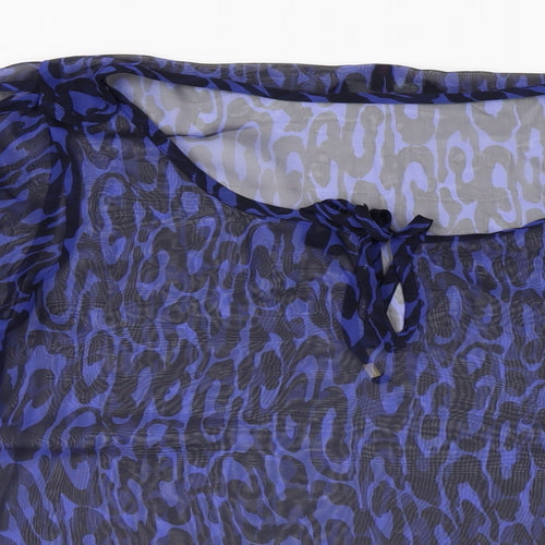 Jasper Conran Womens Blue Geometric Polyester Basic Blouse Size 16 Round Neck