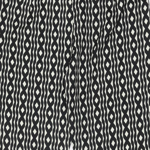 Boohoo Womens Black Geometric Polyester Trousers Size 10 L30.5 in Regular Zip