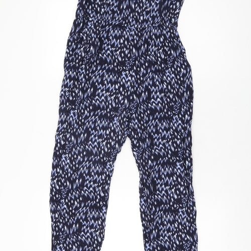 Dorothy Perkins Womens Blue Geometric Viscose Jumpsuit One-Piece Size 8 L29 in Button