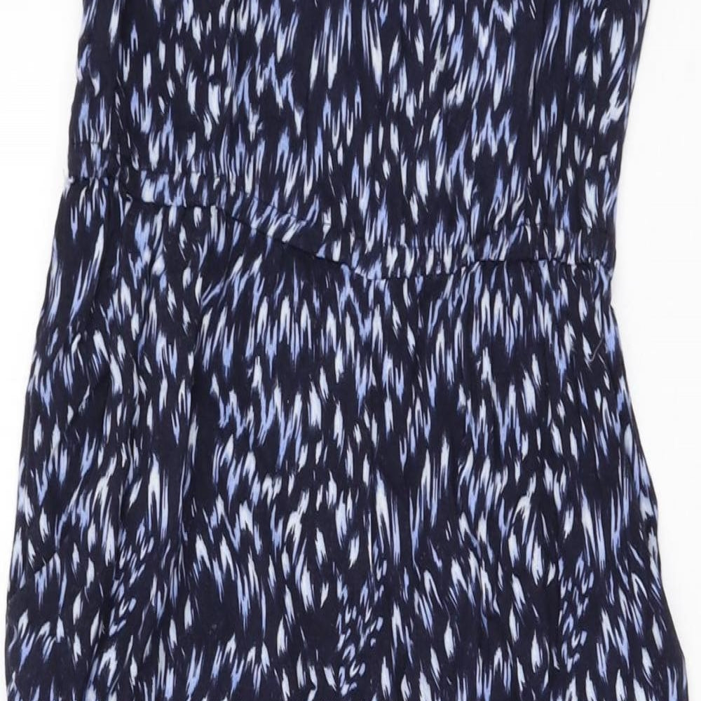 Dorothy Perkins Womens Blue Geometric Viscose Jumpsuit One-Piece Size 8 L29 in Button