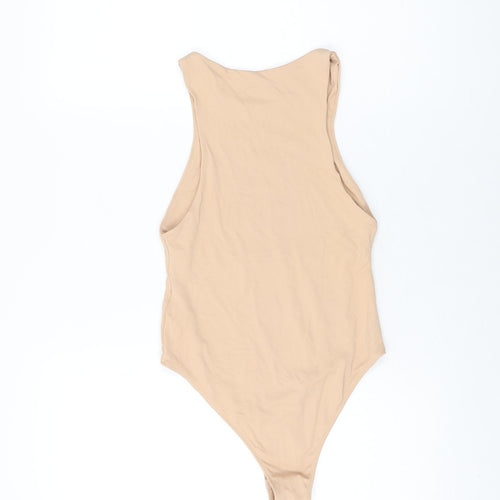 Zara Womens Beige Polyamide Bodysuit One-Piece Size S Snap