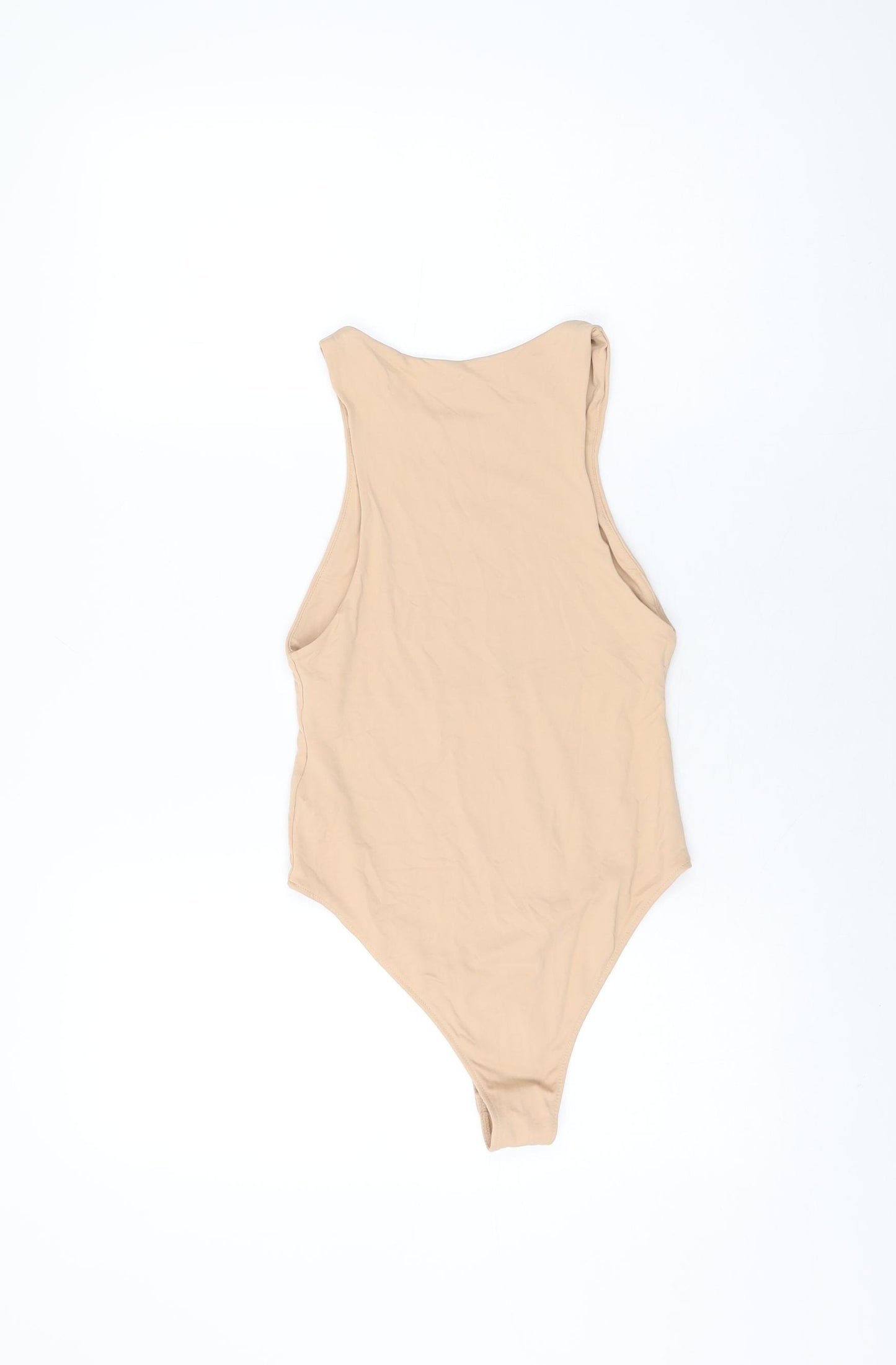 Zara Womens Beige Polyamide Bodysuit One-Piece Size S Snap