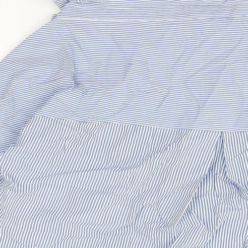 Zara Womens Blue Striped Cotton Basic T-Shirt Size XS Boat Neck