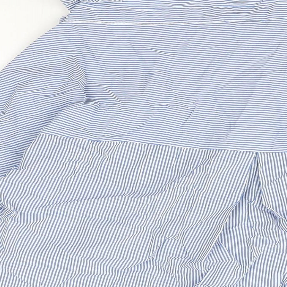 Zara Womens Blue Striped Cotton Basic T-Shirt Size XS Boat Neck