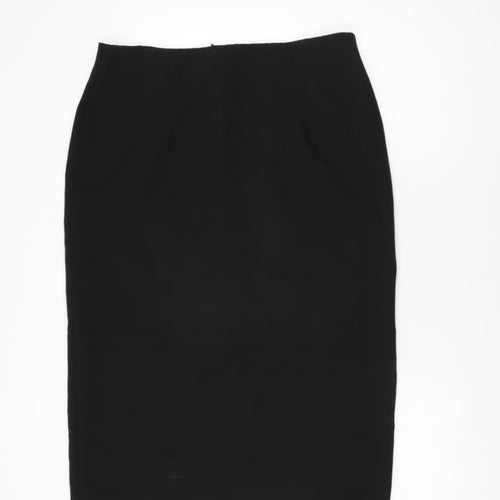 Marks and Spencer Womens Black Viscose Straight & Pencil Skirt Size 18 Zip