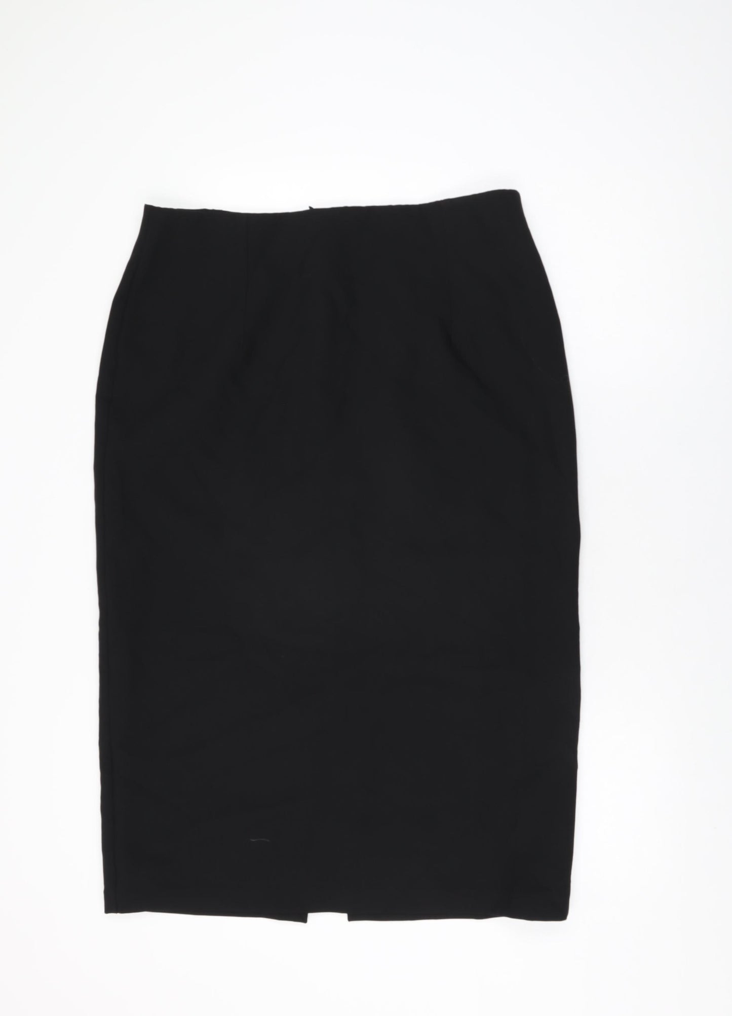 Marks and Spencer Womens Black Viscose Straight & Pencil Skirt Size 18 Zip