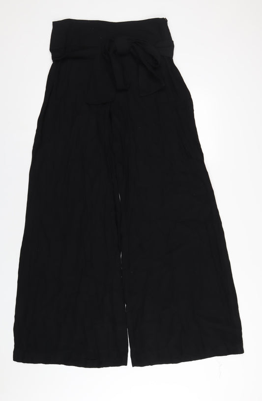 Mango Womens Black Viscose Trousers Size 12 L34 in Regular Zip