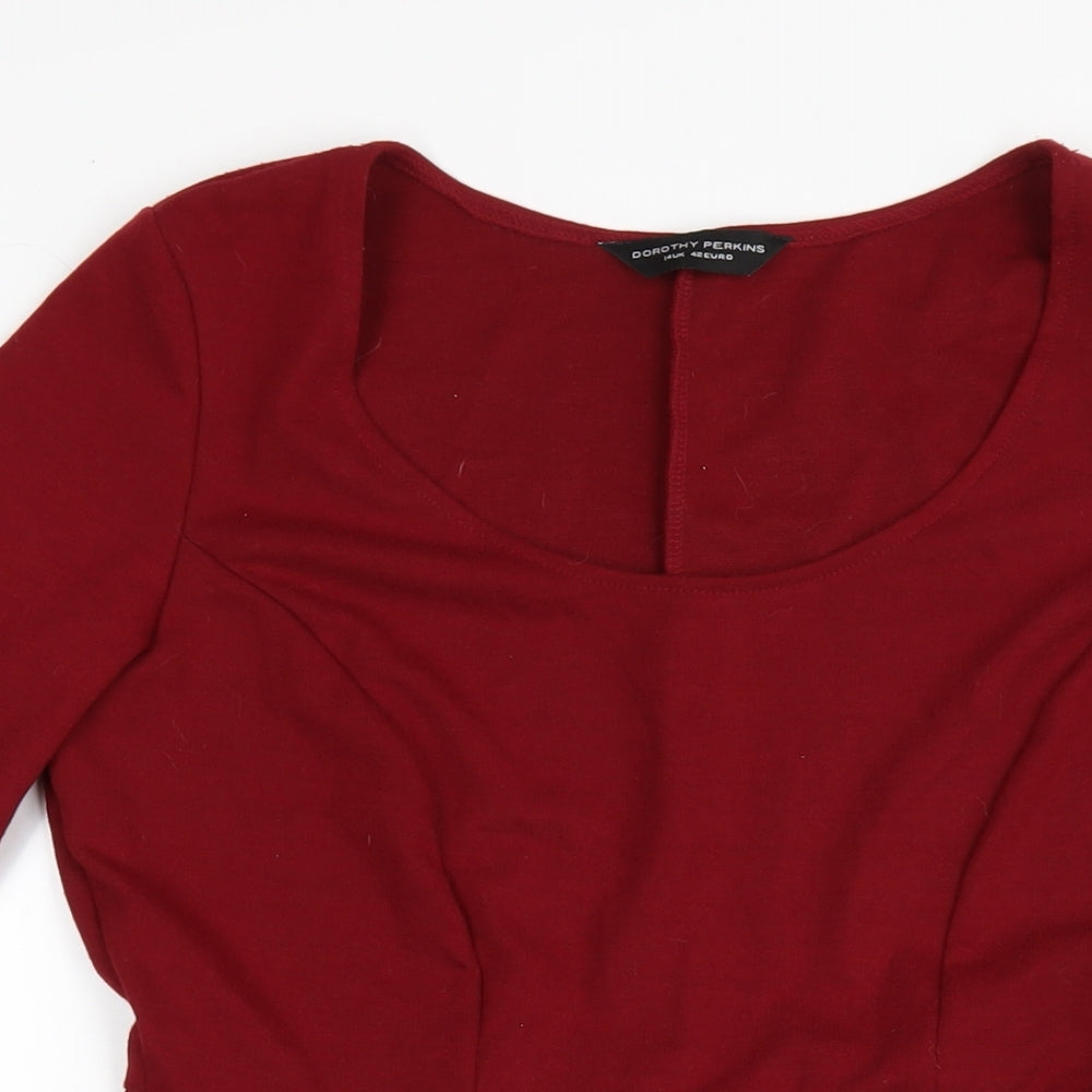 Dorothy Perkins Womens Red Polyester A-Line Size 14 Scoop Neck Pullover