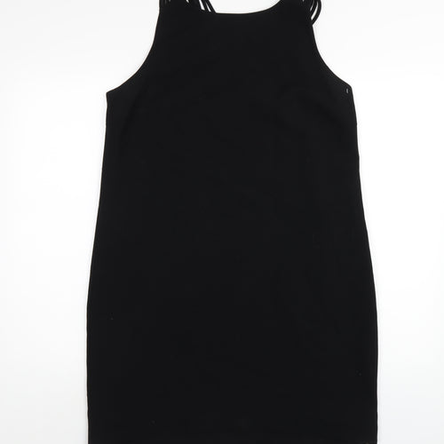 Marks and Spencer Womens Black Polyester A-Line Size 14 Round Neck Zip