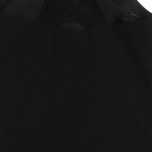 Marks and Spencer Womens Black Polyester A-Line Size 14 Round Neck Zip