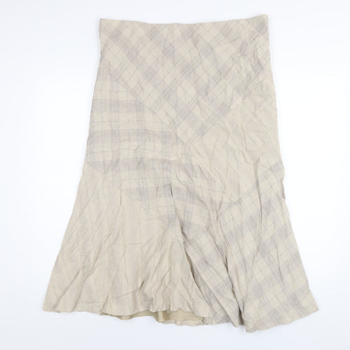 M&Co Womens Beige Plaid Linen A-Line Skirt Size 18