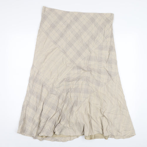 M&Co Womens Beige Plaid Linen A-Line Skirt Size 18