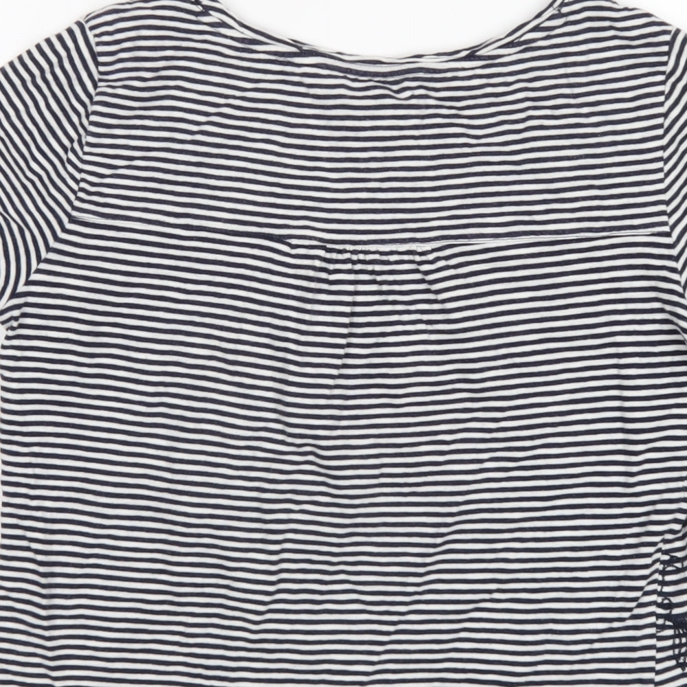 Beacon Cove Womens Blue Striped Cotton Basic T-Shirt Size XS Round Neck