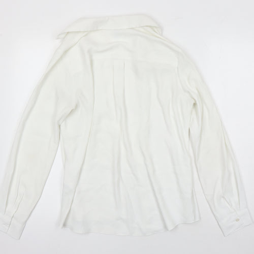 New Look Womens White Herringbone Polyester Basic Blouse Size 12 Collared