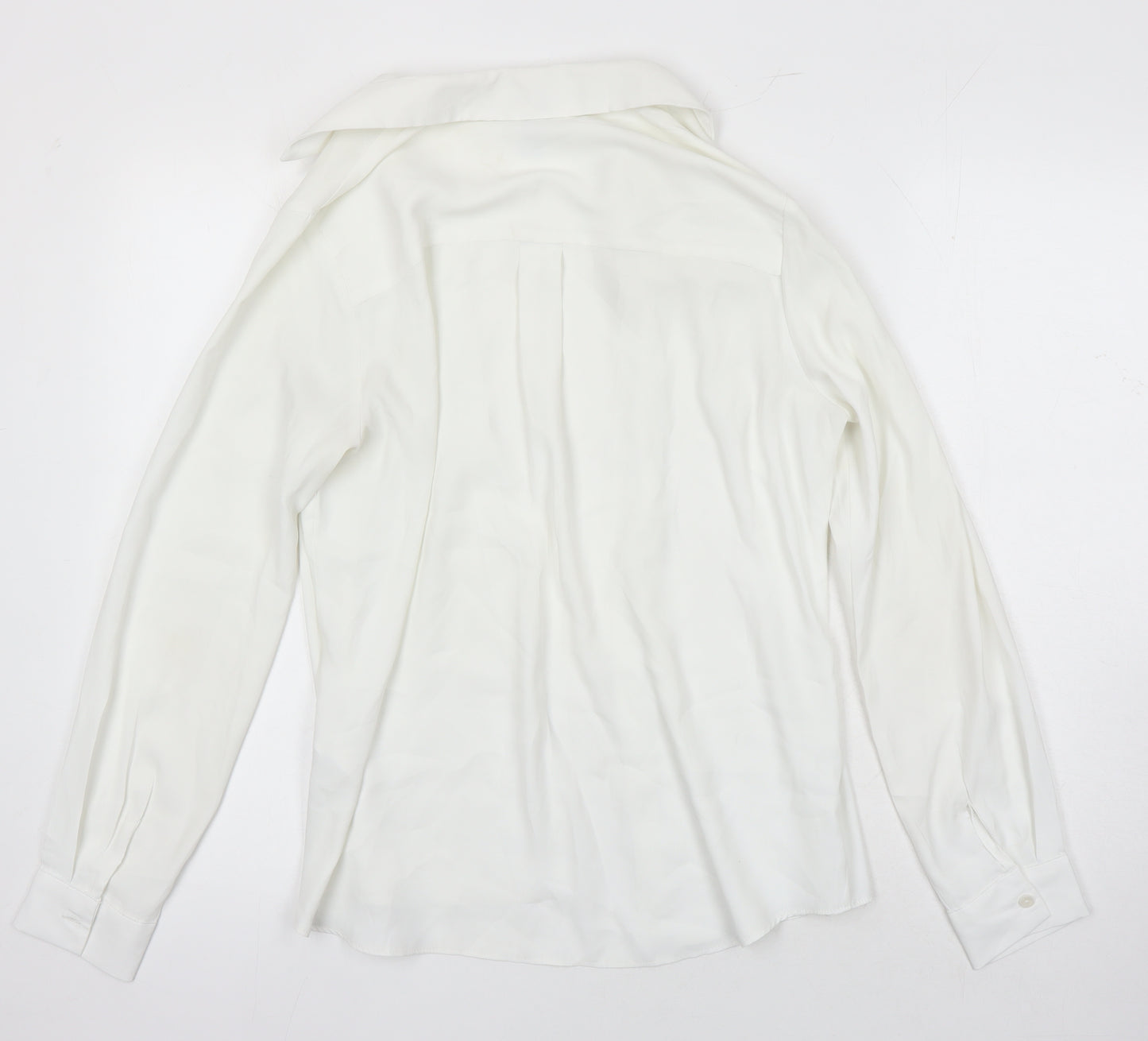 New Look Womens White Herringbone Polyester Basic Blouse Size 12 Collared