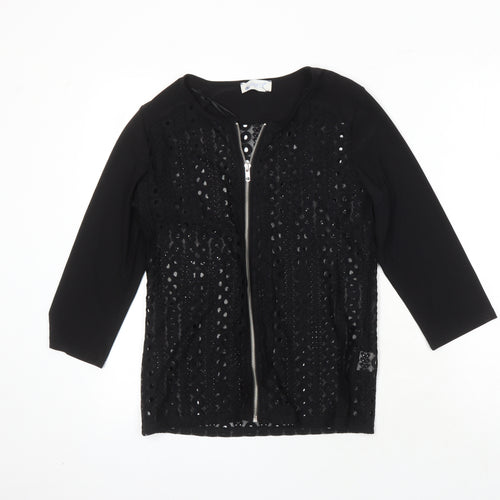 Anamor Womens Black Polyester Tunic Blouse Size 10 Scoop Neck - Lace detail