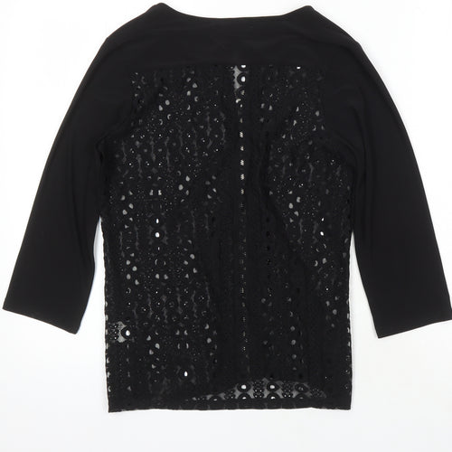 Anamor Womens Black Polyester Tunic Blouse Size 10 Scoop Neck - Lace detail