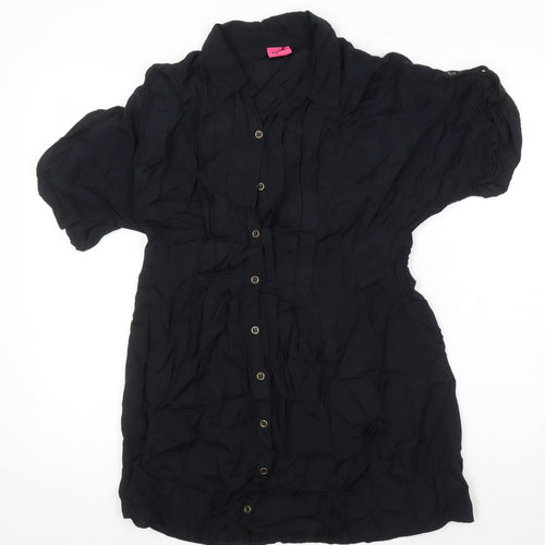 g21 Womens Black Viscose Tunic Blouse Size 12 Collared