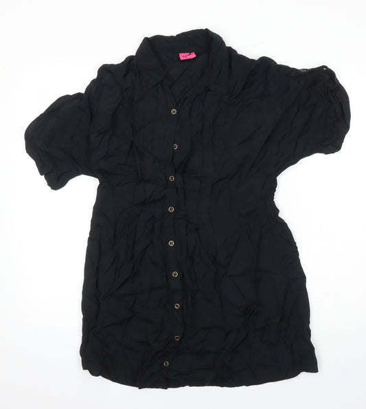 g21 Womens Black Viscose Tunic Blouse Size 12 Collared