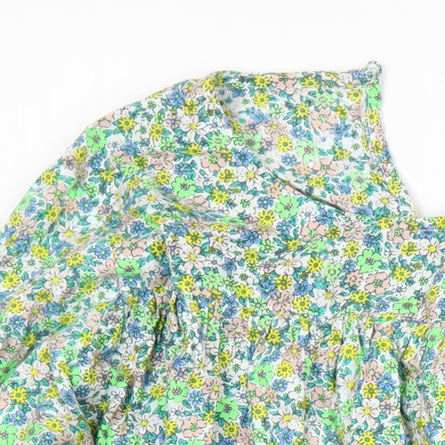 Influence Womens Multicoloured Floral 100% Cotton Tunic Blouse Size 12 Scoop Neck