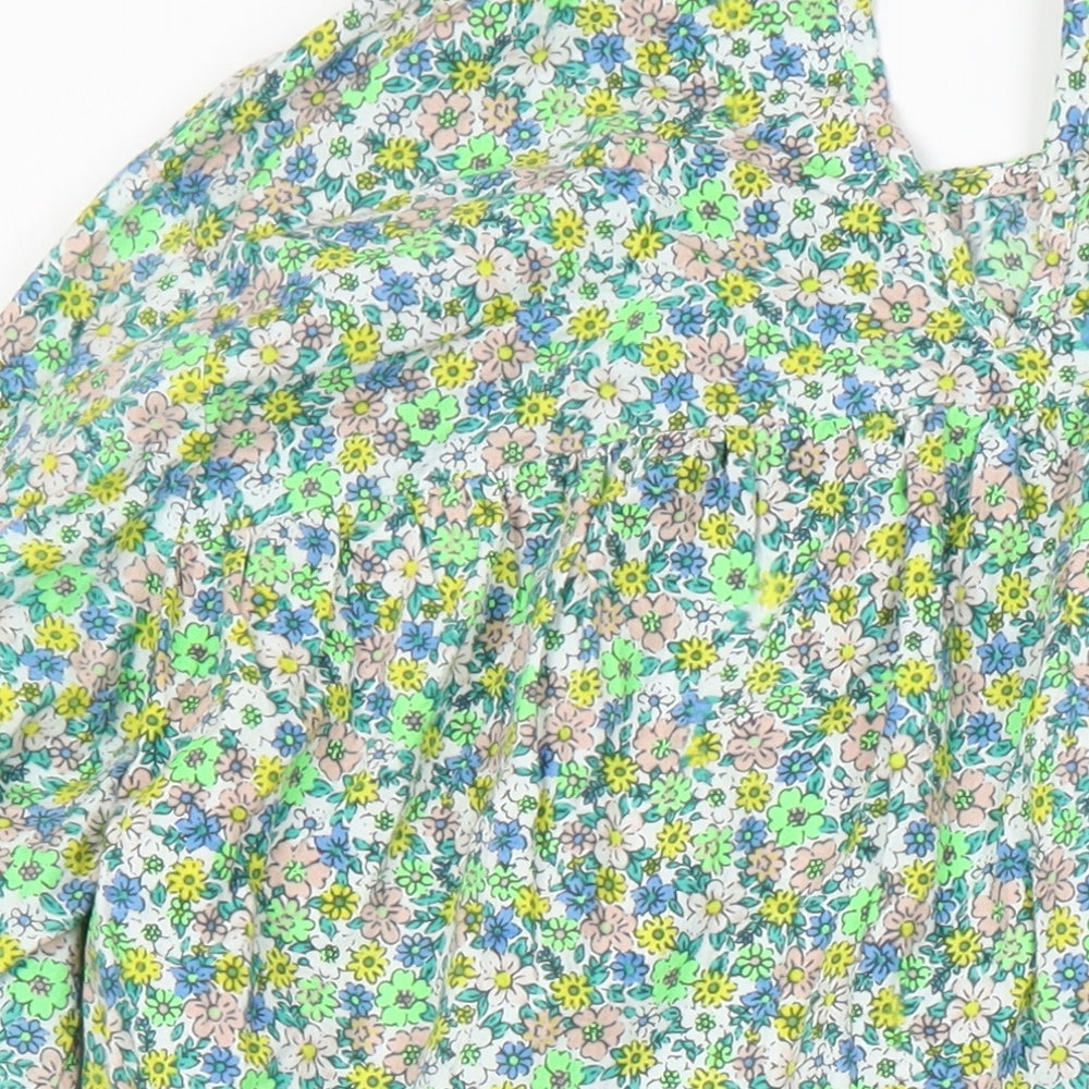 Influence Womens Multicoloured Floral 100% Cotton Tunic Blouse Size 12 Scoop Neck