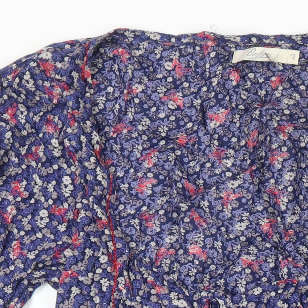 Onfire Womens Multicoloured Floral Viscose Tunic Blouse Size 12 Square Neck