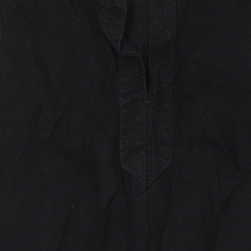 NEXT Womens Black Linen Tunic Blouse Size 12 Scoop Neck - Pockets