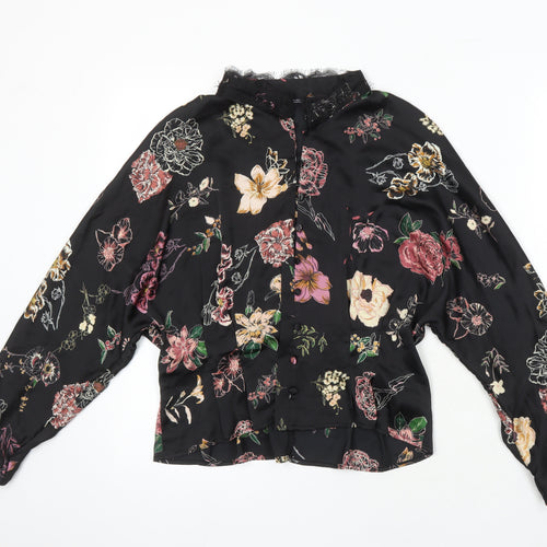 Zara Womens Multicoloured Floral Polyester Kimono Blouse Size L Collared