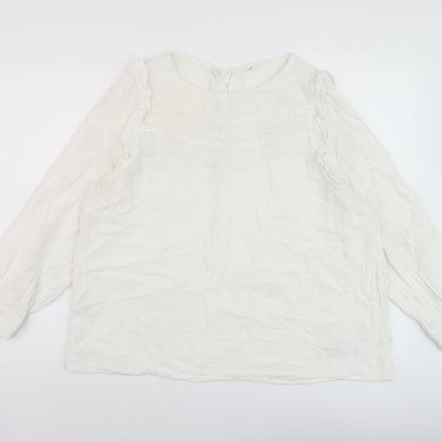 Hush Womens White Cotton Basic Blouse Size 16 Round Neck