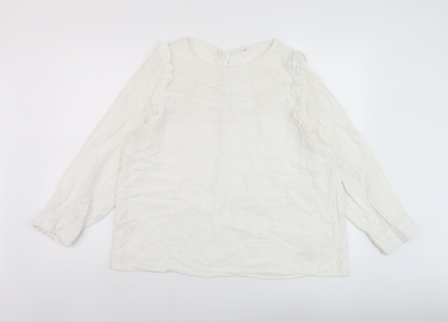 Hush Womens White Cotton Basic Blouse Size 16 Round Neck