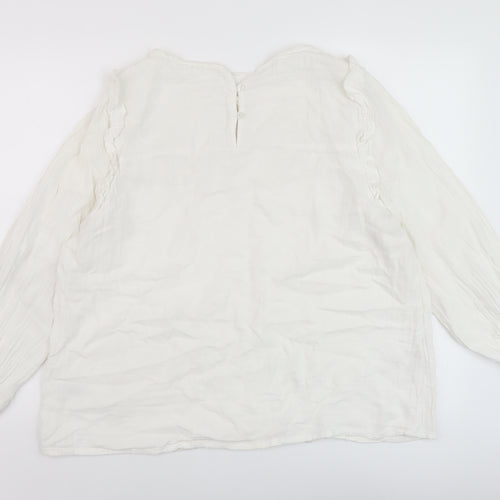 Hush Womens White Cotton Basic Blouse Size 16 Round Neck