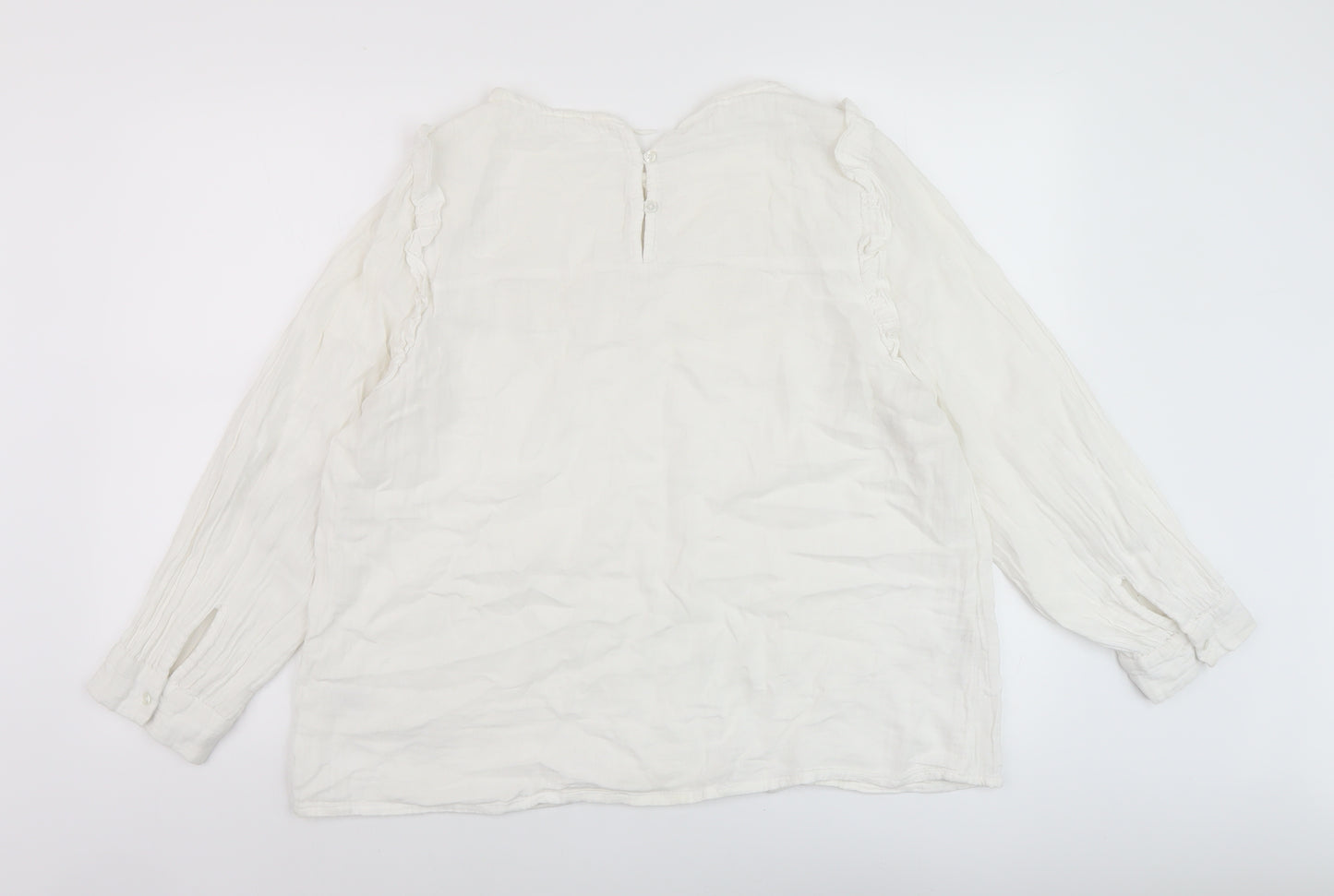 Hush Womens White Cotton Basic Blouse Size 16 Round Neck