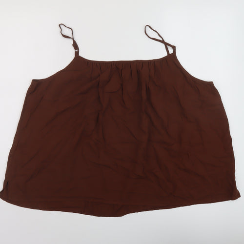 Marks and Spencer Womens Brown Viscose Basic Tank Size 22 Round Neck